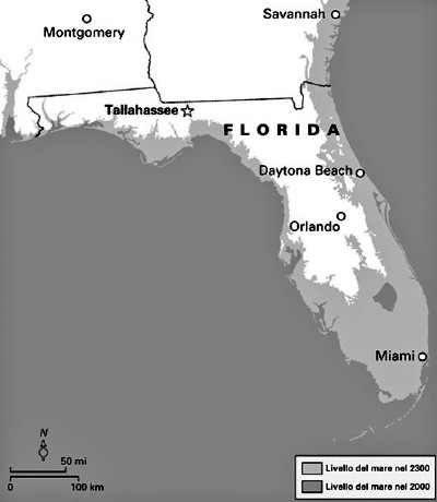 Fonte: E. Conway, N. Oreskes, Il crollo della civiltà occidentale - (Innalzamento del livello del mare  in Florida)